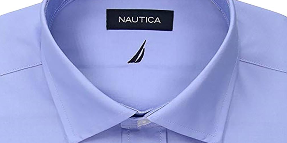Camisa masculina de algodão com botões Nautica, azul, tamanho 34x35