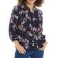 Blusa estampada Sophia Pintuck feminina Charter Club, azul, tamanho grande
