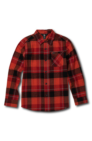 Camisa xadrez de flanela Volcom Big Boy's Cotton Modern Fit, marrom, tamanho 2XL