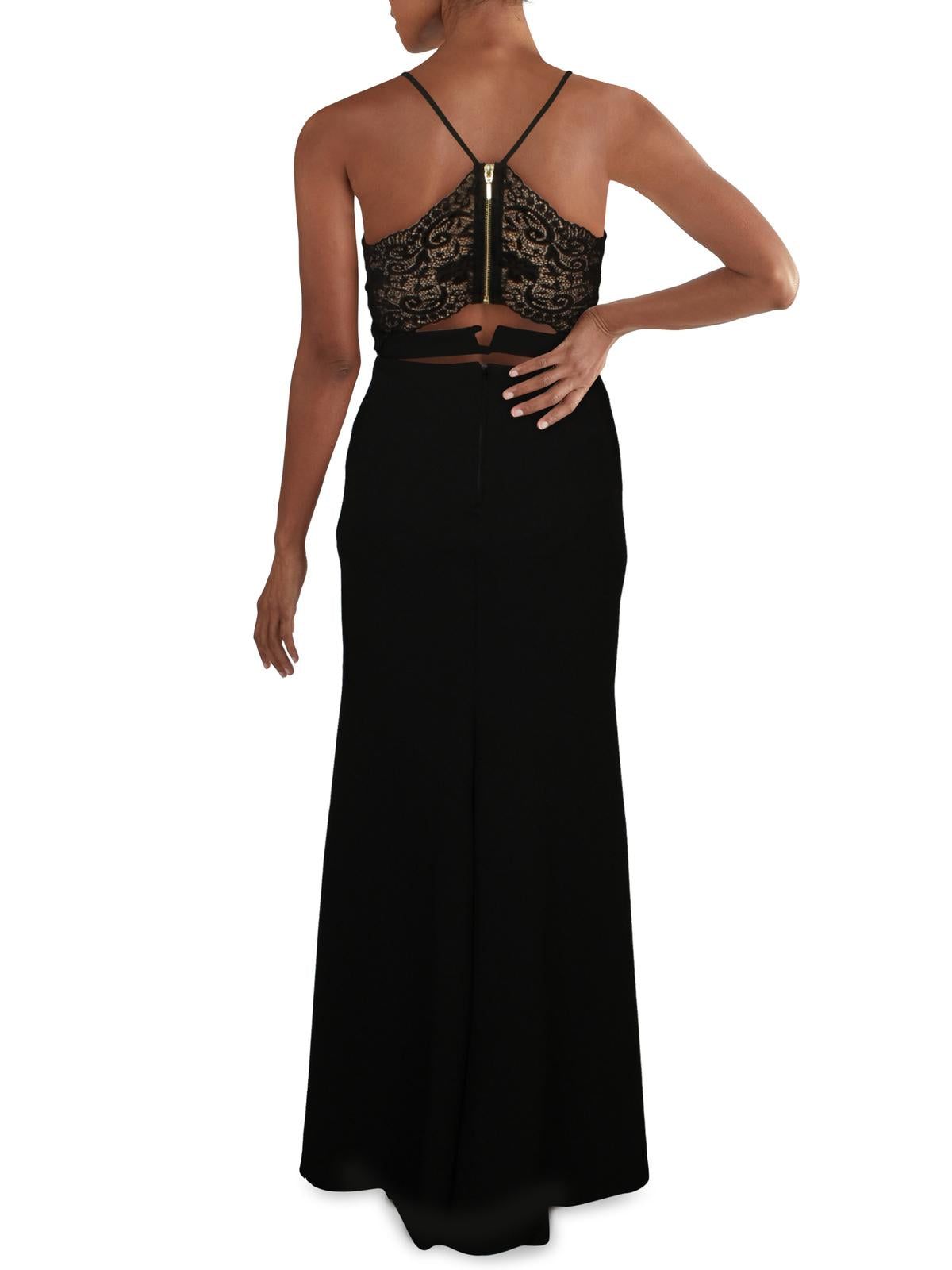 Vestido de festa feminino B Darlin com costas nadador e duas peças, preto, tamanho 1/2