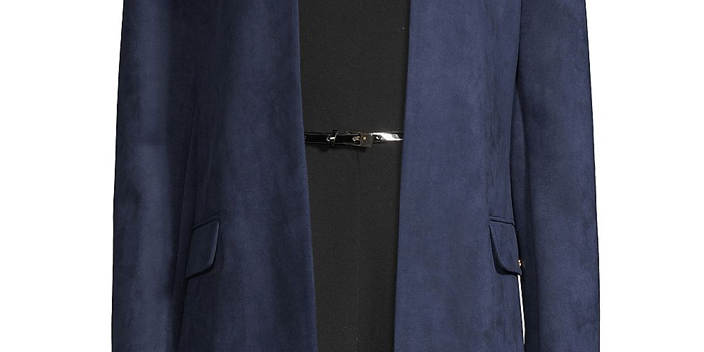 Jaqueta Calvin Klein Feminina de Camurça Sintética com Frente Aberta Azul Tamanho 10