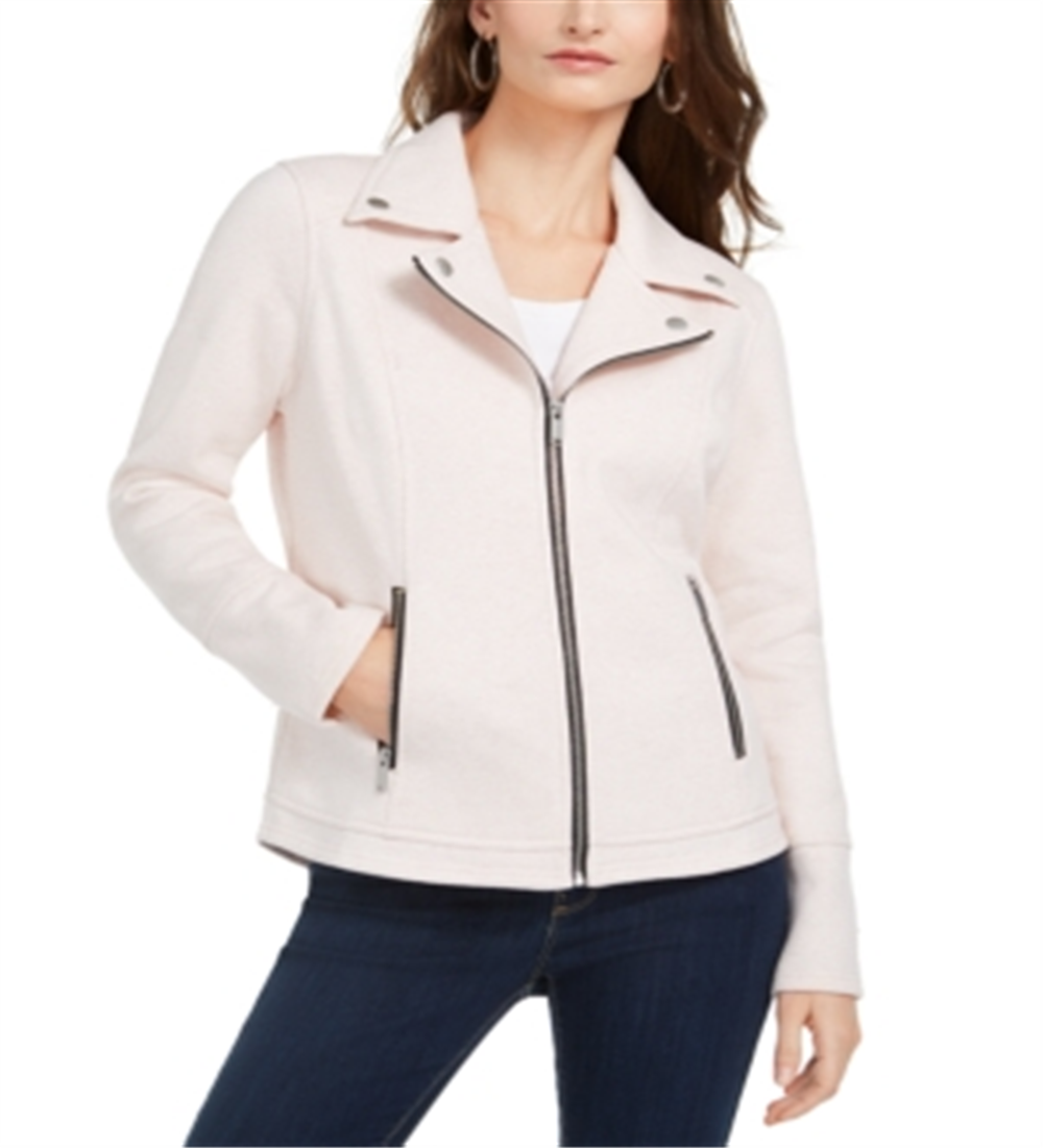 Jaqueta de motociclista feminina Style &amp; Co, rosa, tamanho grande