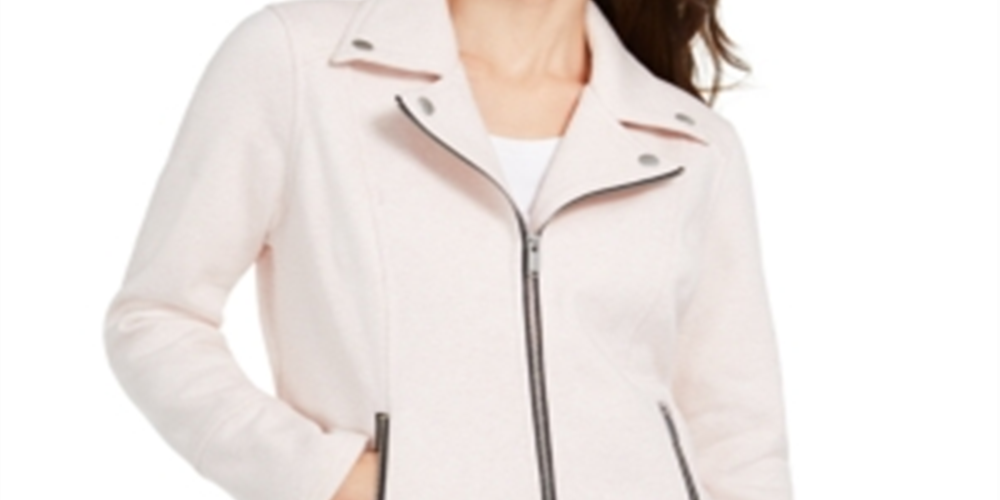 Jaqueta de motociclista feminina Style &amp; Co, rosa, tamanho grande