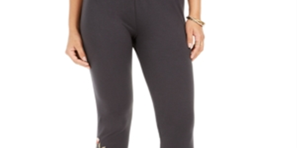 Leggings femininas com bordado floral Style &amp; Co, cinza, tamanho pequeno P