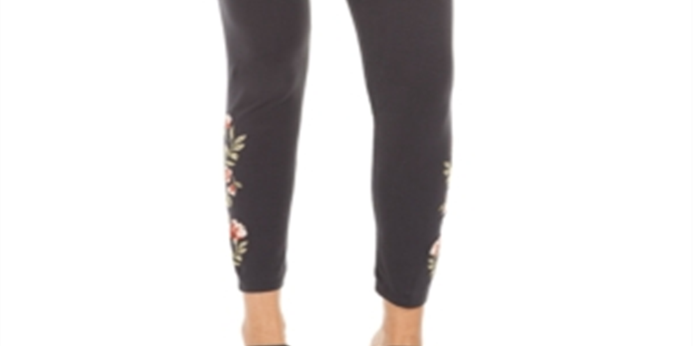 Leggings femininas com bordado floral Style &amp; Co, cinza, tamanho pequeno P