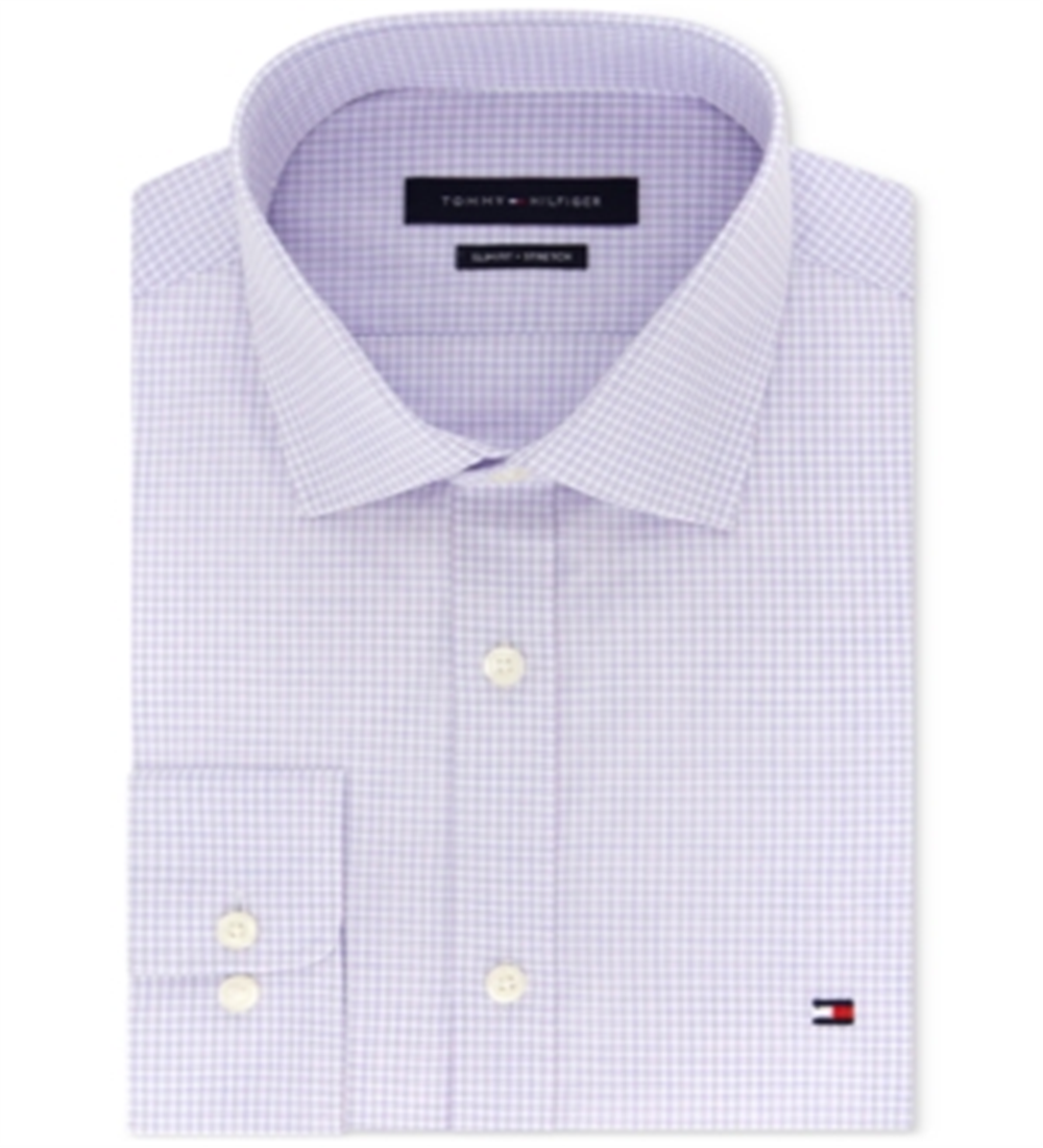 Camisa social masculina Tommy Hilfiger Slim Fit Stretch Check Roxa Tamanho G