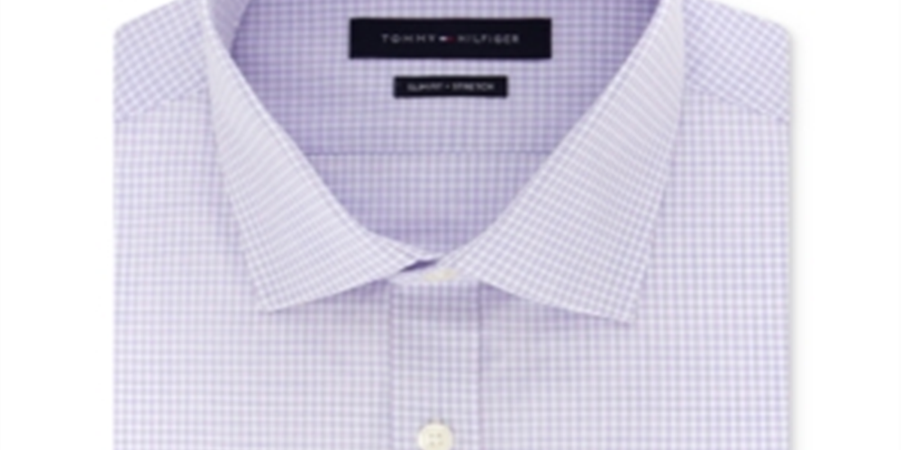 Camisa social masculina Tommy Hilfiger Slim Fit Stretch Check Roxa Tamanho G