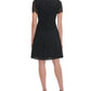Vestido tubinho feminino Tommy Hilfiger com zíper e manga curta, gola alta, acima do joelho, preto, tamanho 16
