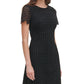 Vestido tubinho feminino Tommy Hilfiger com zíper e manga curta, gola alta, acima do joelho, preto, tamanho 16