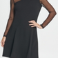 Blusa feminina DKNY de manga comprida com decote em joia e ajuste curto, estilo flare, preta, tamanho 12