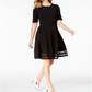 Vestido Calvin Klein Feminino Manga Cotovelo com Detalhe de Ilusão Preto Tamanho 6 Petite