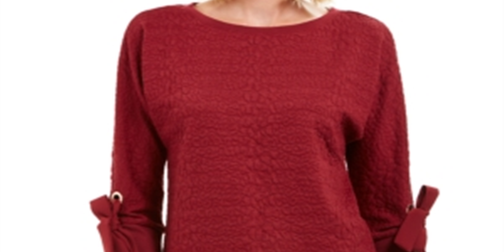 Top texturizado com punho e gravata feminino Charter Club, vermelho, tamanho XX-G