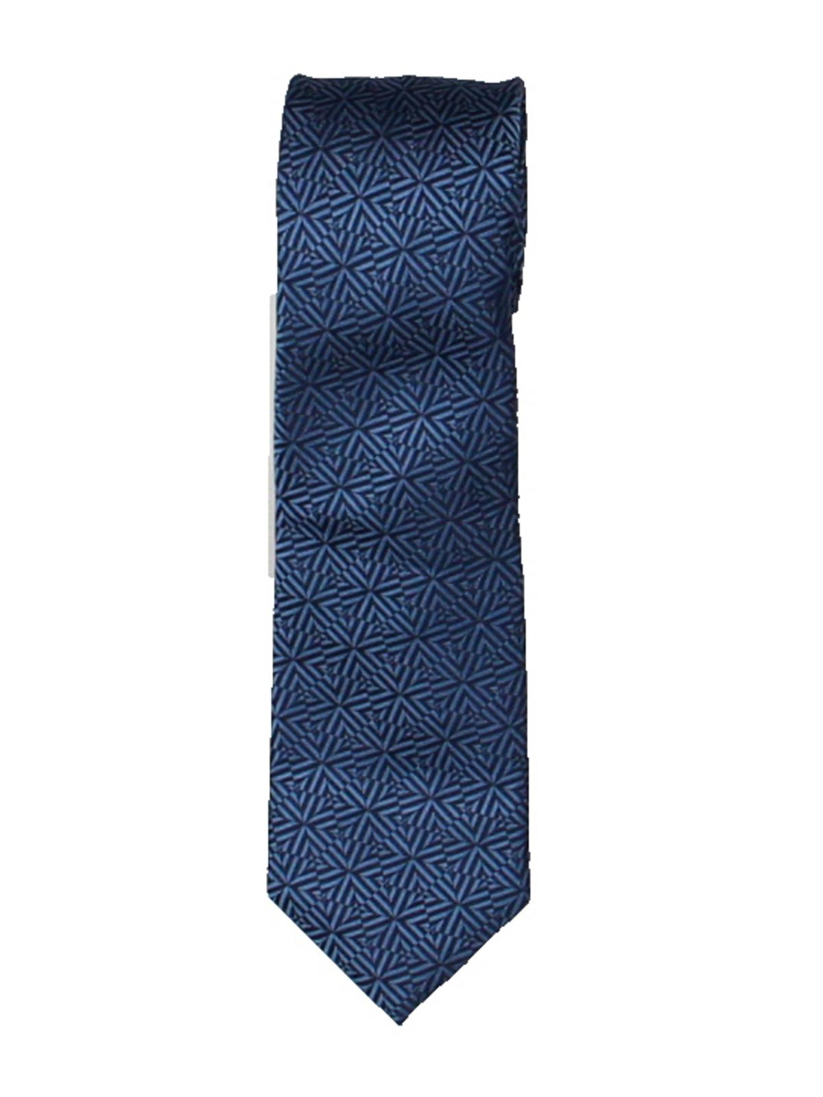 Gravata profissional masculina Alfani Hoover Silk Blend azul tamanho regular