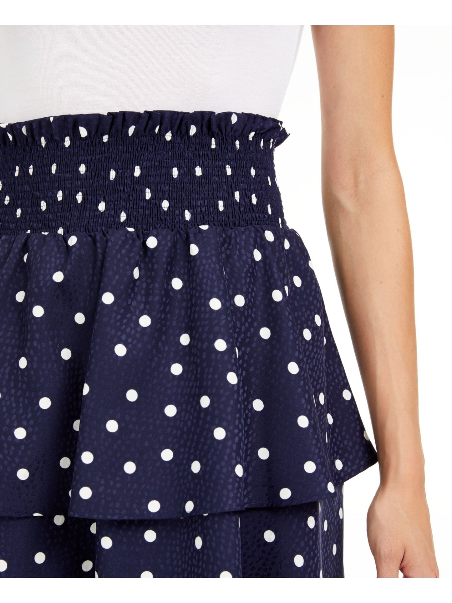 Saia curta com babados e bolinhas Maison Jules feminina, azul, tamanho XX-S