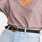 Blusa térmica feminina Free People Santa Clara com estampa de gola V, rosa, tamanho X-S