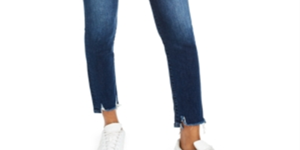 Calça jeans skinny desfiada e cropped feminina Flying Monkey, azul, tamanho 31