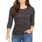 Camiseta feminina Charter Club com estampa de bolinhas e algodão Pima, preta, tamanho X-S