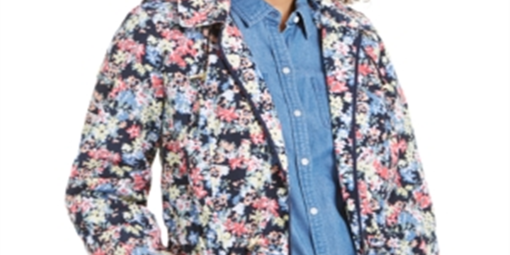 Jaqueta utilitária com capuz e estampa floral feminina Charter Club, tamanho P