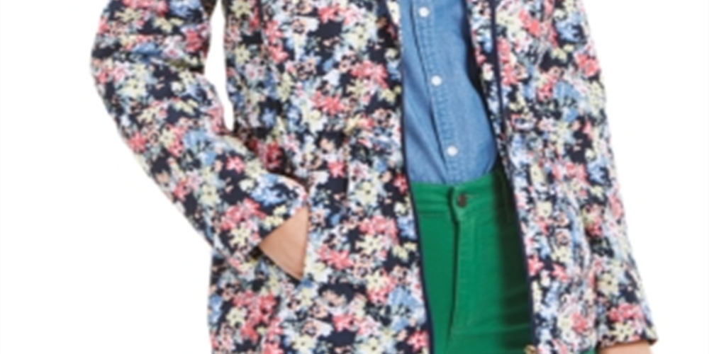 Jaqueta utilitária com capuz e estampa floral feminina Charter Club, tamanho P