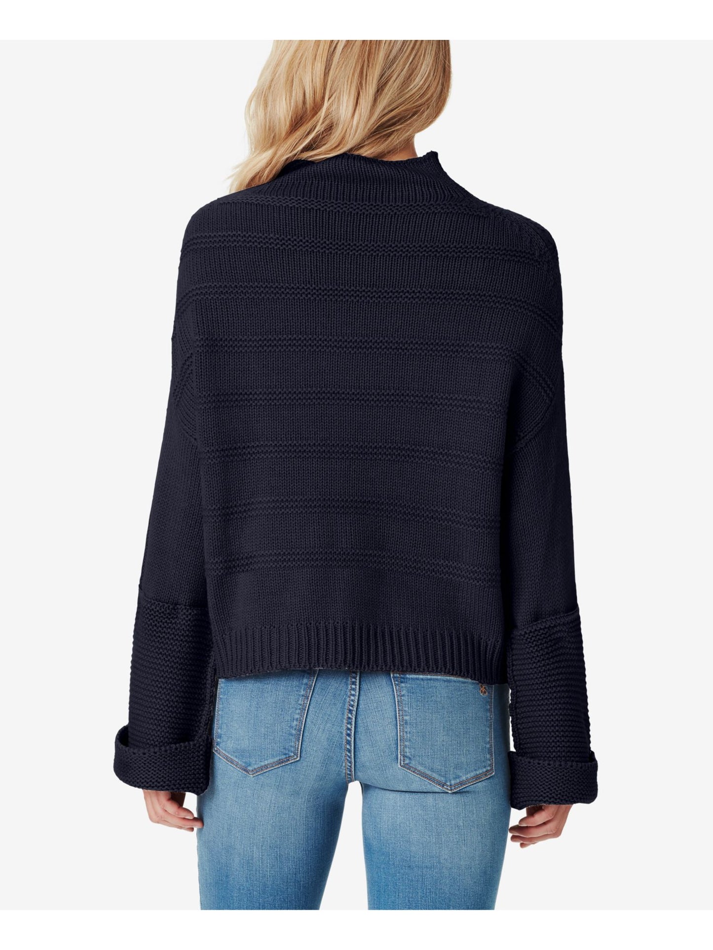 Suéter feminino texturizado de manga comprida e gola alta Charter Club, preto, tamanho pequeno e pequeno