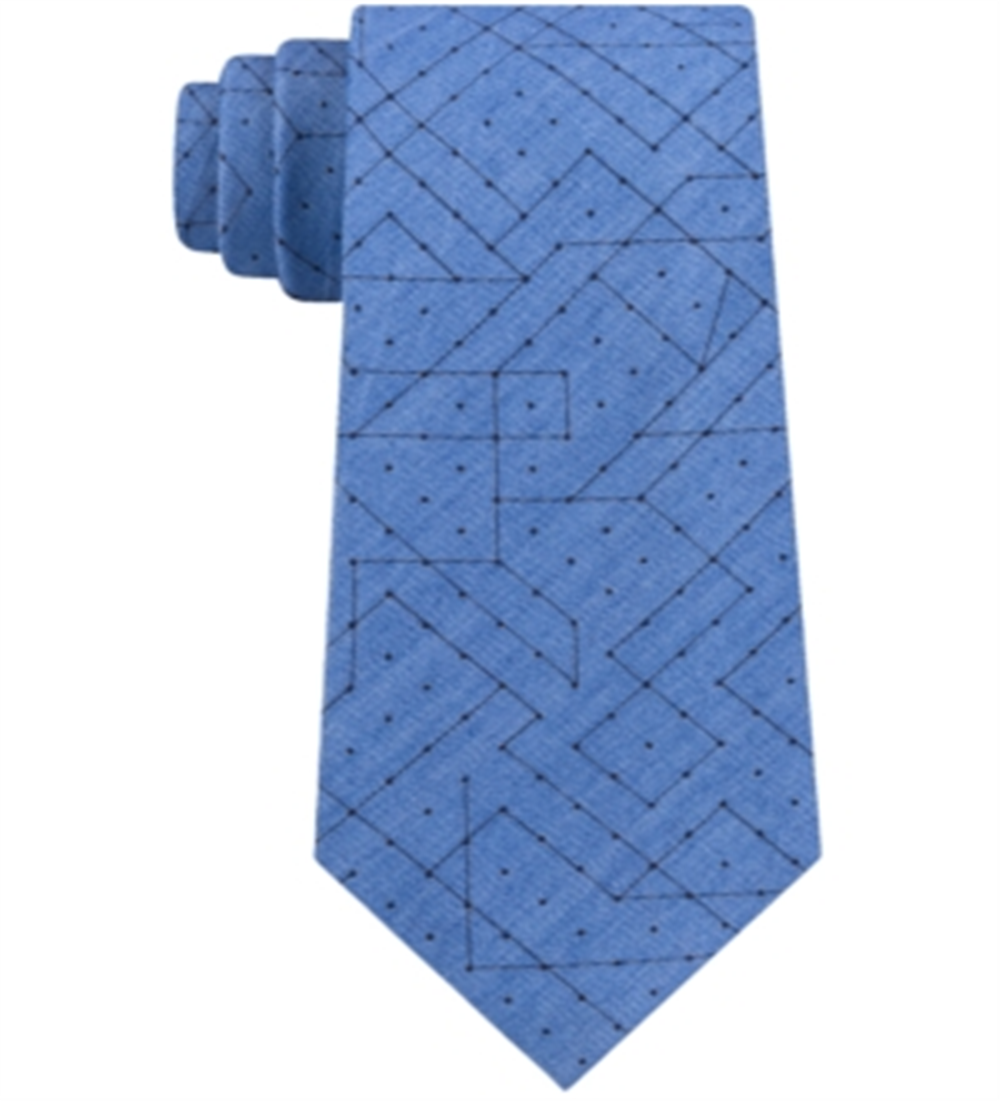 Gravata Slim Calvin Klein Masculina com Estampa Álgebra Azul Tamanho Regular