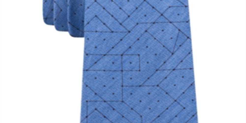 Gravata Slim Calvin Klein Masculina com Estampa Álgebra Azul Tamanho Regular