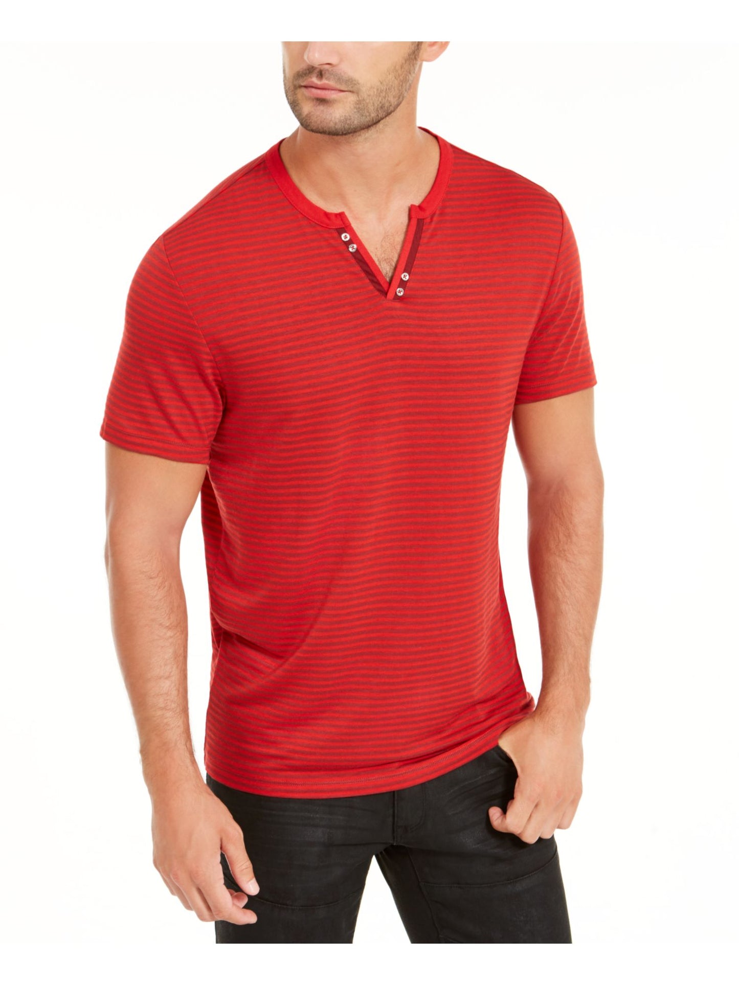 Camiseta listrada masculina com gola dividida e tamanho XX-G da INC International Concepts