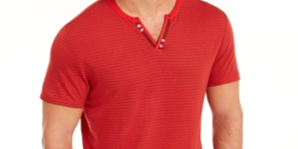 Camiseta listrada masculina com gola dividida e tamanho XX-G da INC International Concepts