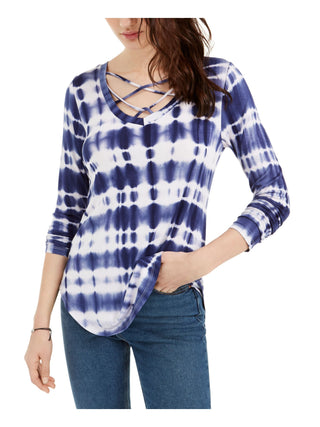 Camiseta Tie Dye com Tiras Ultra Flirt Junior Azul Tamanho Grande