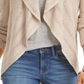 Cardigan feminino estilo &amp; co com gola xale e ponta, marrom, tamanho pequeno grande