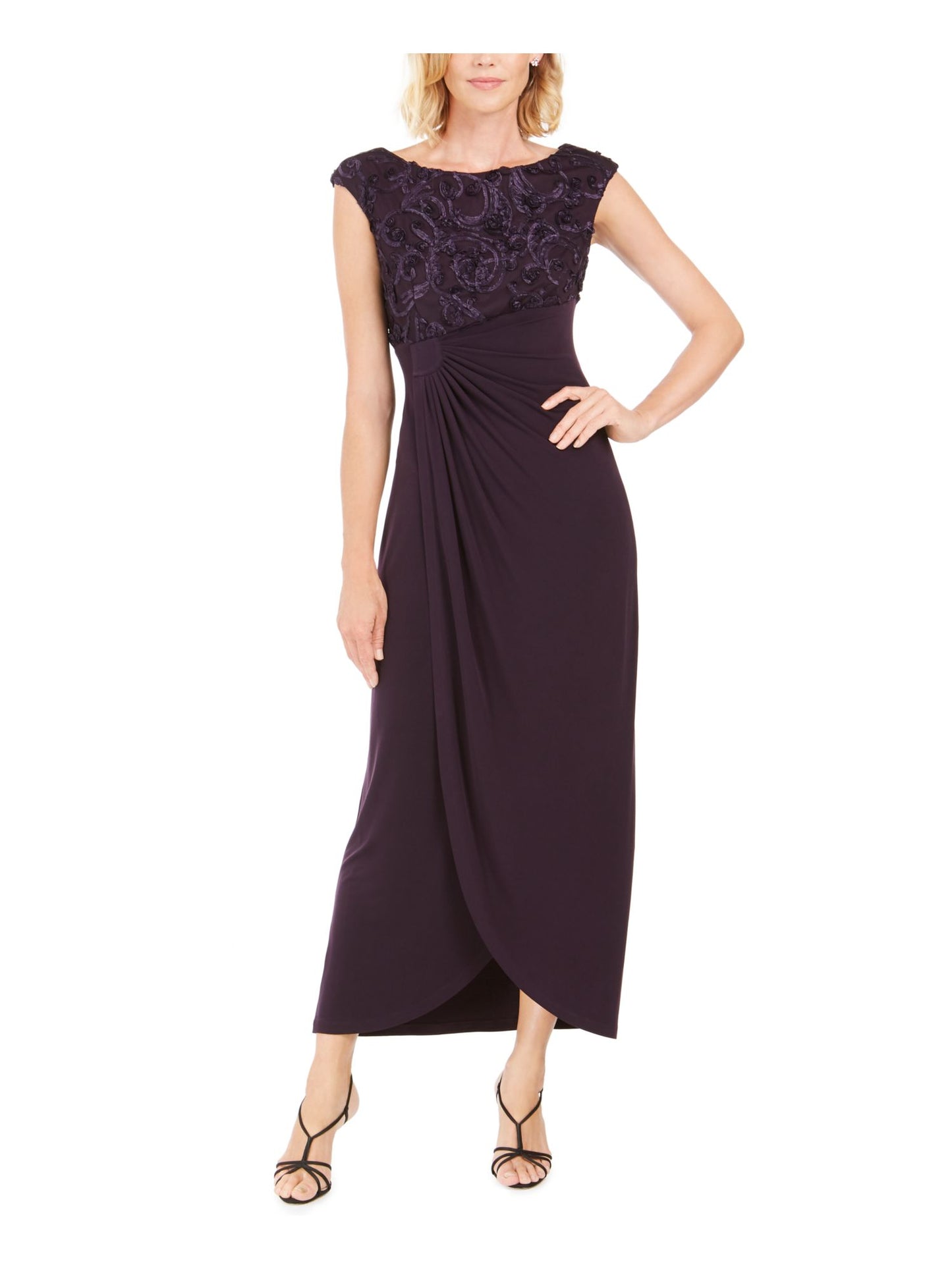 Vestido envelope falso Soutache feminino conectado, roxo, tamanho 4P