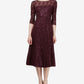 Vestido de renda com lantejoulas e manga 3/4 da SL Fashions para mulheres - Preto, tamanho 10