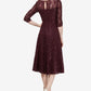Vestido de renda com lantejoulas e manga 3/4 da SL Fashions para mulheres - Preto, tamanho 10