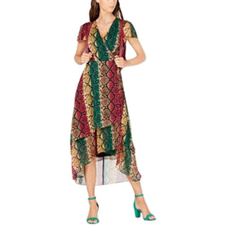 Vestido envelope feminino INC International Concepts com estampa de cobra rosa tamanho 4