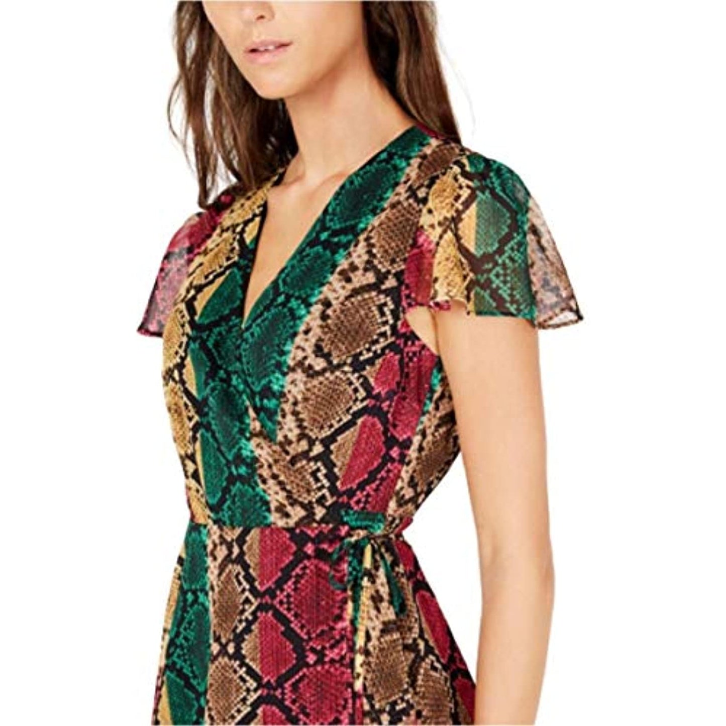 Vestido envelope feminino INC International Concepts com estampa de cobra rosa tamanho 4