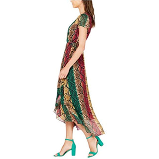 Vestido envelope feminino INC International Concepts com estampa de cobra rosa tamanho 4