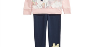 Conjunto de 2 peças de moletom com capuz e calça de moletom da Disney Little Girl Unicórnio Minnie Mouse, rosa, tamanho 5