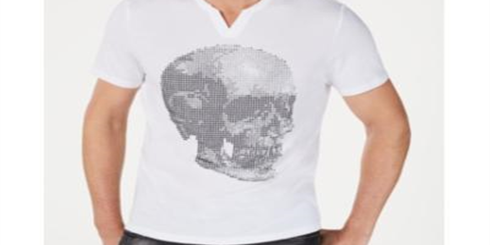 INC International Concepts Camiseta masculina com estampa Face Off e decote em V, tamanho XXX-G