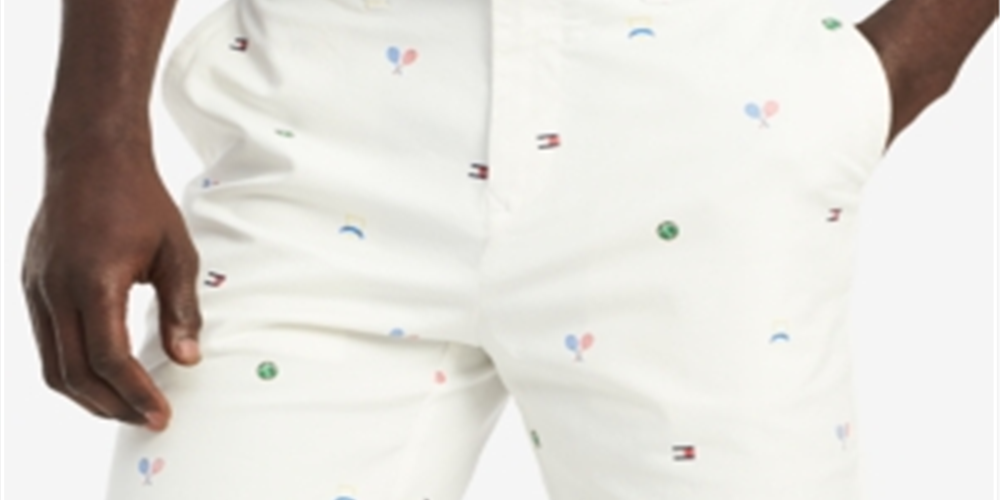 Shorts Tommy Hilfiger Tennis Critter Graphic Masculino Branco Tamanho 42