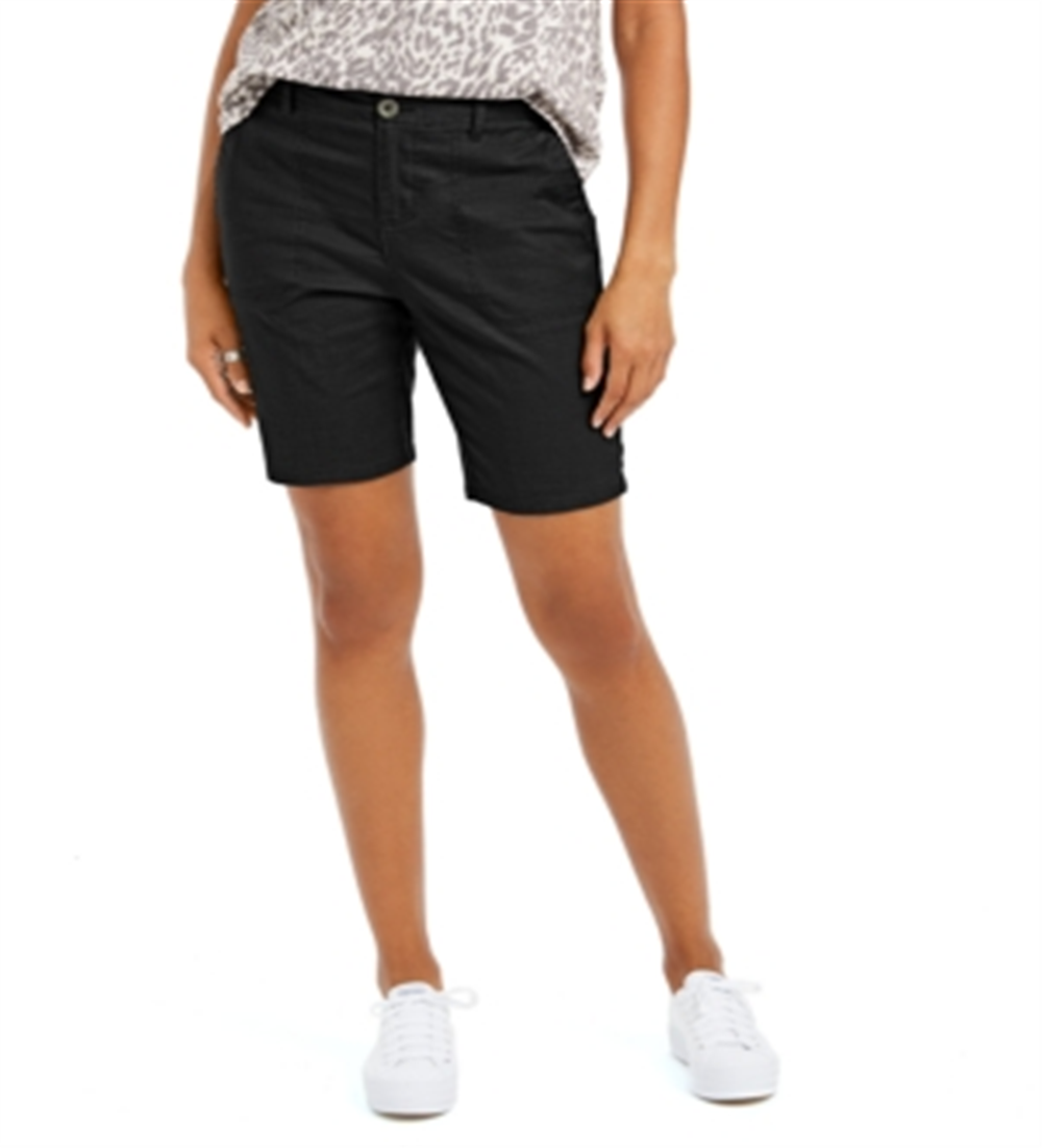 Bermuda feminina Style &amp; Co com cobertura clássica e bolso de costeleta de porco, preta, tamanho 9