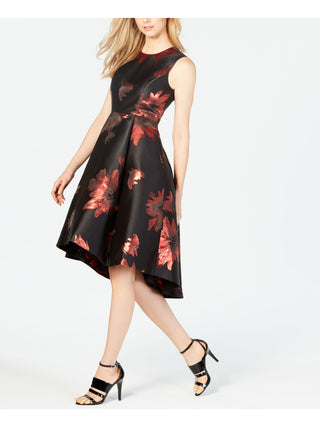 Vestido Calvin Klein Feminino Estampa Metálica Fit &amp; Flare Preto Tamanho 14