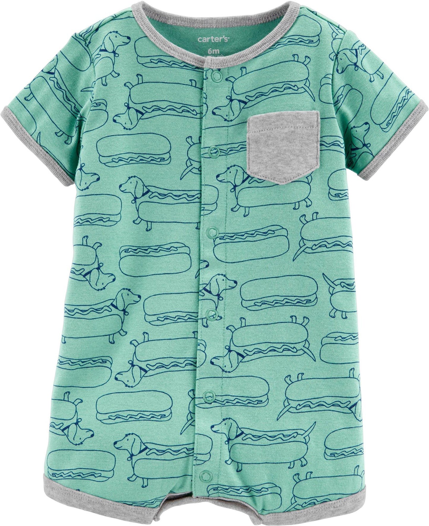 Macacão Carter's Baby Boys n Hot Dog estampado verde tamanho 8 meses