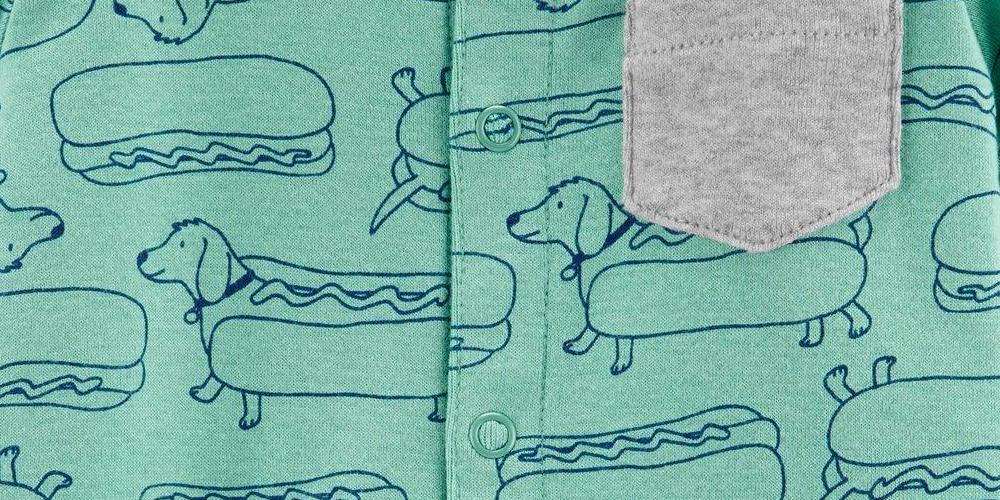 Macacão Carter's Baby Boys n Hot Dog estampado verde tamanho 8 meses