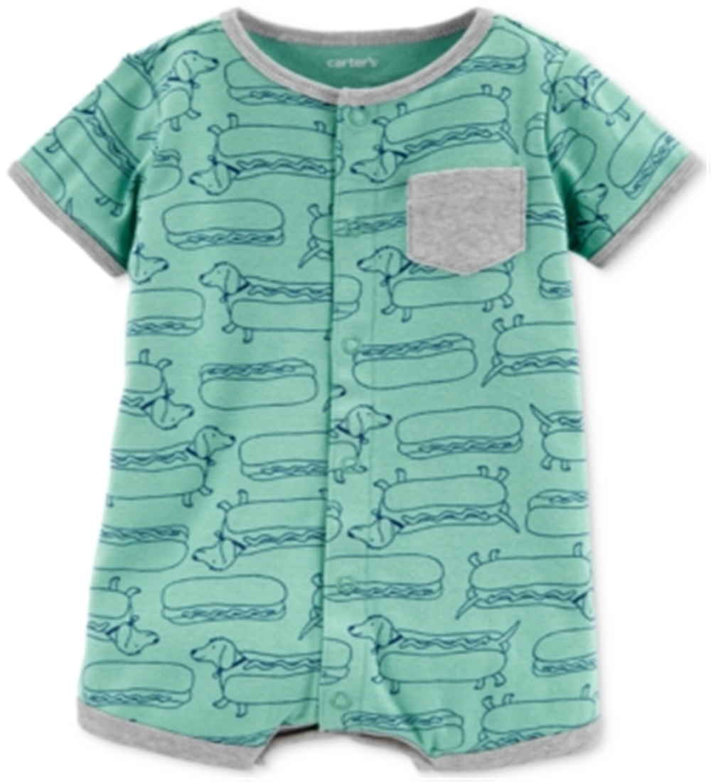 Macacão Carter's Baby Boys n Hot Dog estampado verde tamanho 8 meses