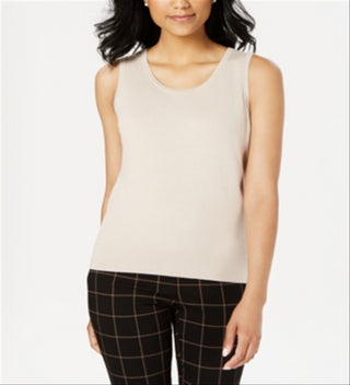 Suéter feminino sem mangas com gola redonda, tamanho extragrande, marrom, Charter Club