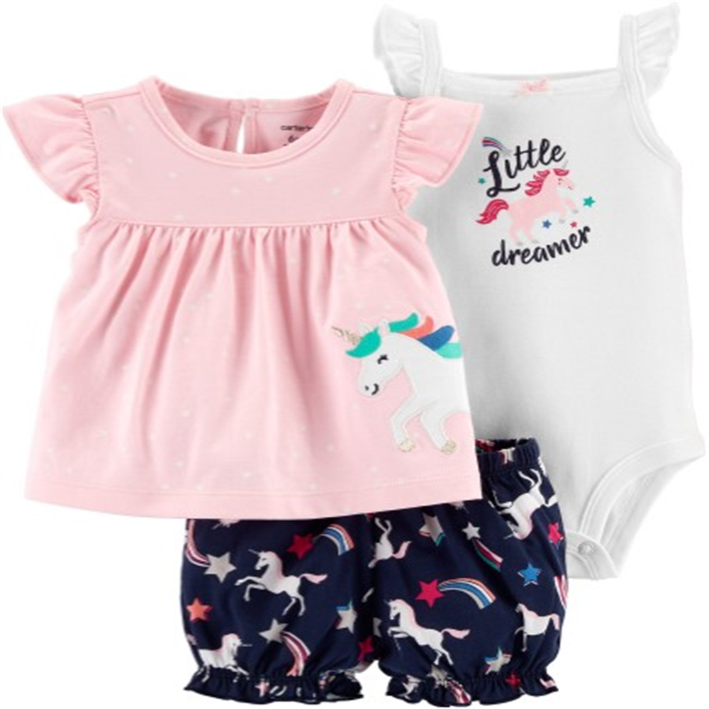 Conjunto de enxoval Carter's Baby Girl Little Dreamer com 3 peças - Rosa, tamanho 6