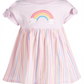 Vestido de algodão listrado arco-íris First Impressions para bebê menina rosa - tamanho 6-9