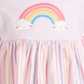 Vestido de algodão listrado arco-íris First Impressions para bebê menina rosa - tamanho 6-9