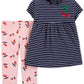 Conjunto de leggings listradas com estampa de cereja Carter's Baby Girl, azul, tamanho 9