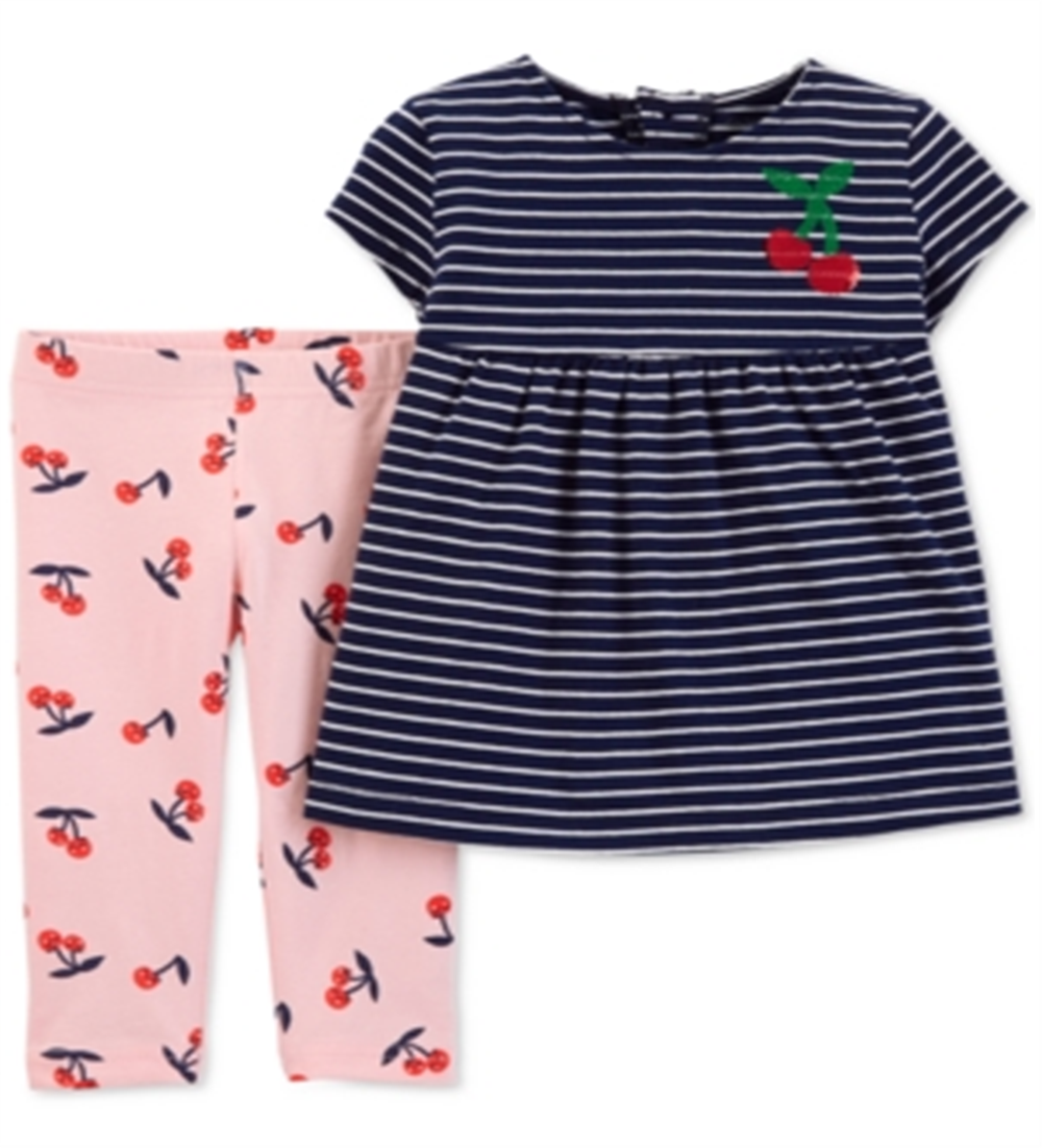Conjunto de leggings listradas com estampa de cereja Carter's Baby Girl, azul, tamanho 9